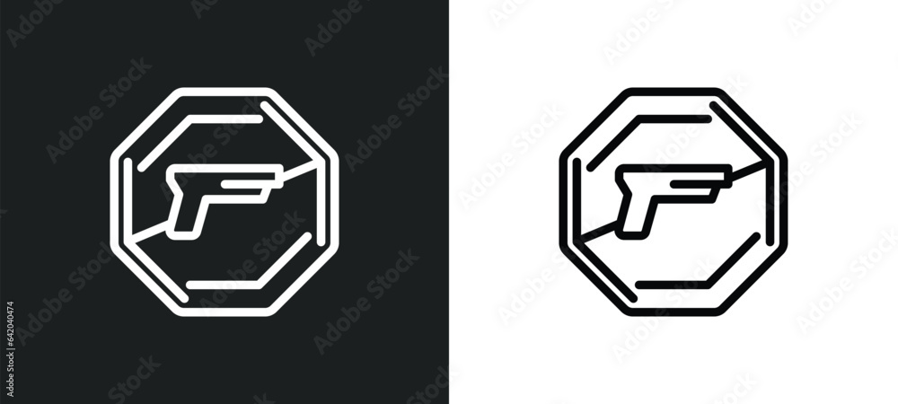 Poster no weapons icon isolated in white and black colors. no weapons outline vector icon from traffic sign