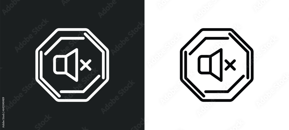 Poster no sound icon isolated in white and black colors. no sound outline vector icon from traffic signs co