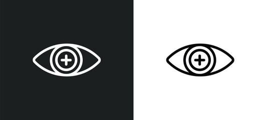 contact lens icon isolated in white and black colors. contact lens outline vector icon from technology collection for web, mobile apps and ui.