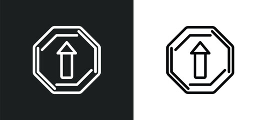 straight icon isolated in white and black colors. straight outline vector icon from traffic signs collection for web, mobile apps and ui.