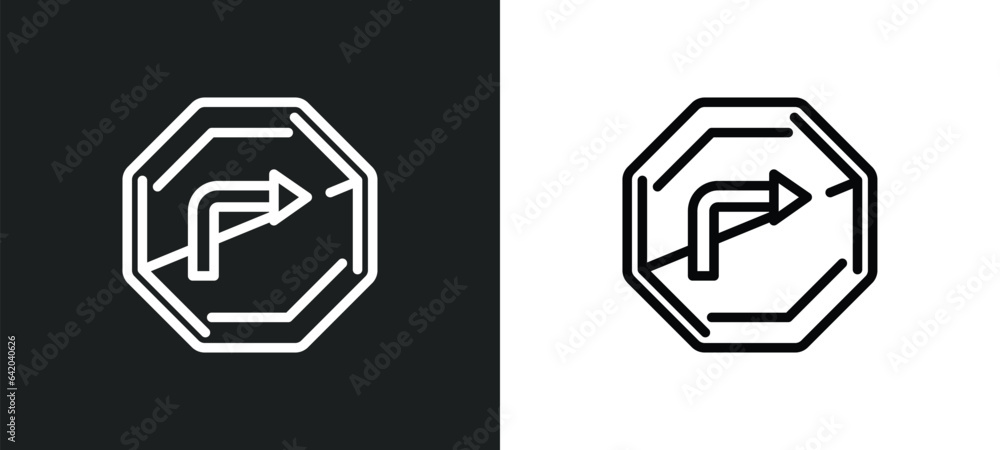 Aufkleber no turn right icon isolated in white and black colors. no turn right outline vector icon from traffi