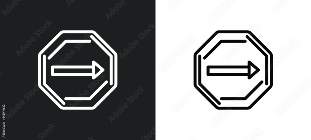 Aufkleber one way icon isolated in white and black colors. one way outline vector icon from traffic signs coll