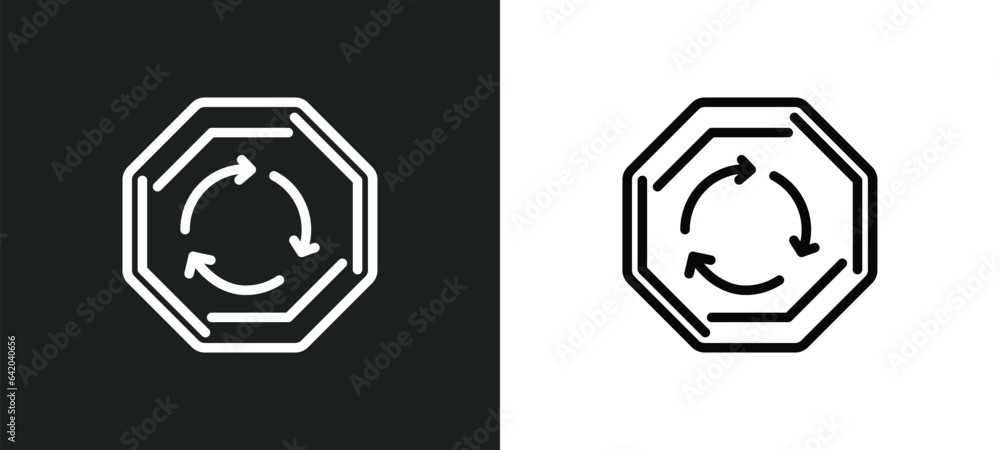Poster roundabout icon isolated in white and black colors. roundabout outline vector icon from traffic sign