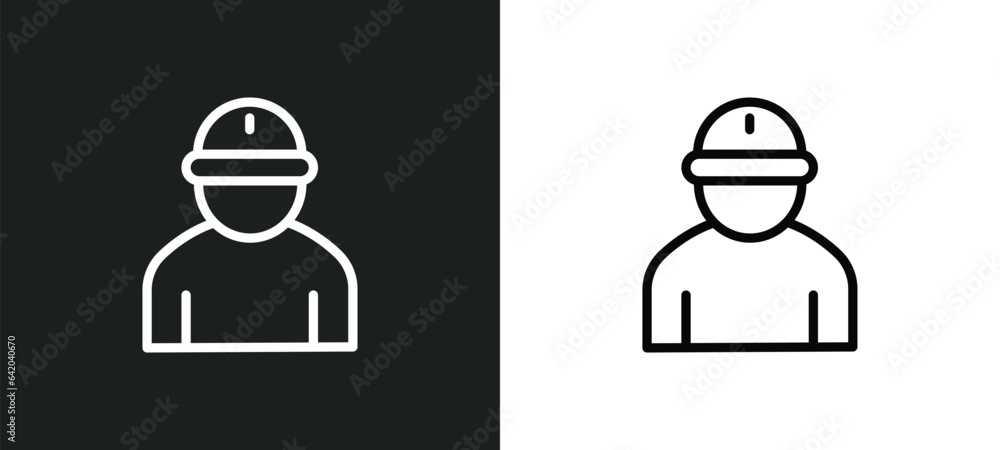 Aufkleber worker profile icon isolated in white and black colors. worker profile outline vector icon from user