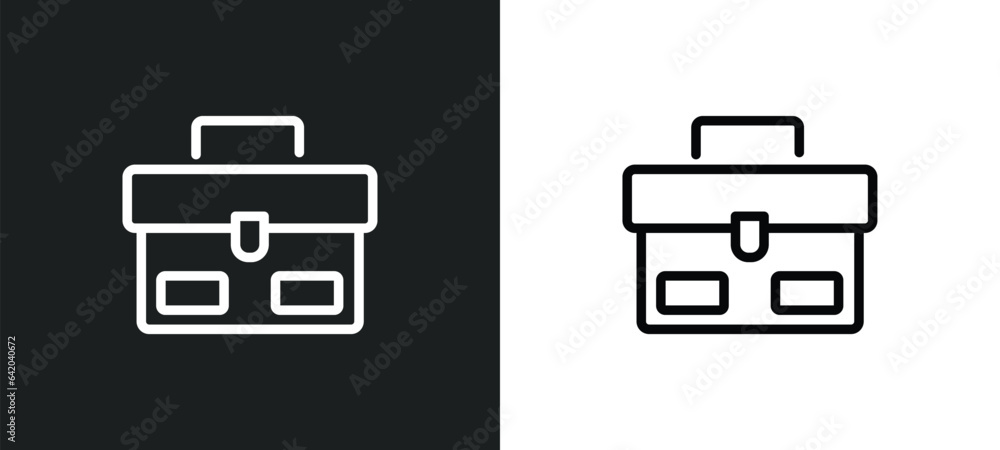 Poster businessman briefcase icon isolated in white and black colors. businessman briefcase outline vector 