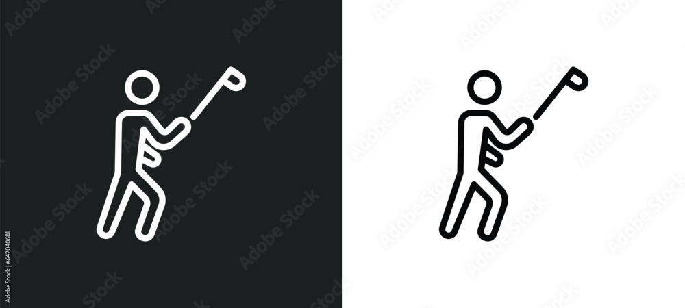 Poster golfer icon isolated in white and black colors. golfer outline vector icon from user collection for 
