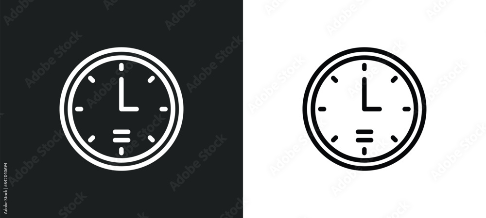 Aufkleber round wall clock icon isolated in white and black colors. round wall clock outline vector icon from 