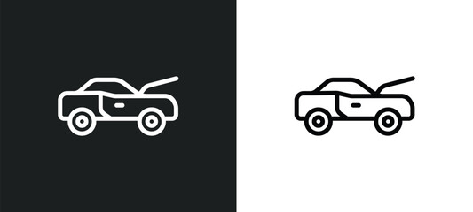 hood open icon isolated in white and black colors. hood open outline vector icon from user collection for web, mobile apps and ui.
