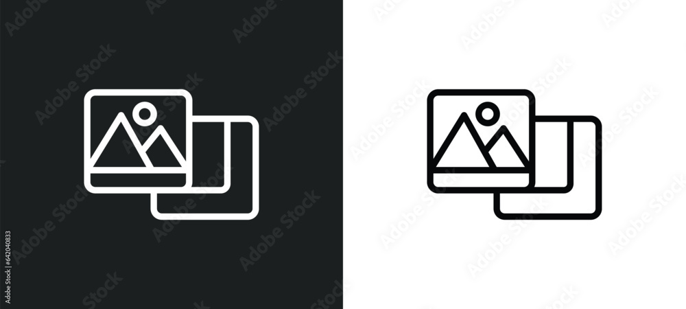 Poster gallery icon isolated in white and black colors. gallery outline vector icon from user interface col