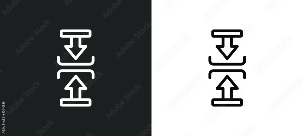 Poster compress icon isolated in white and black colors. compress outline vector icon from user interface c