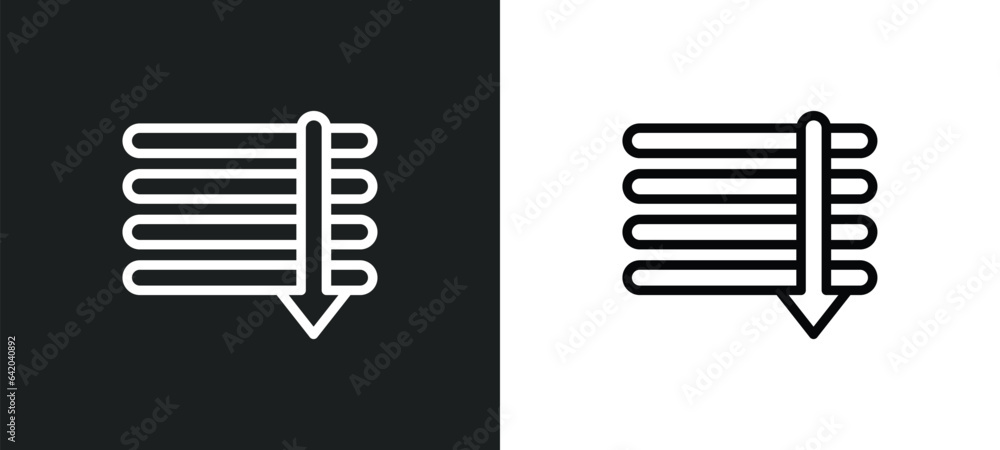 Poster sort down icon isolated in white and black colors. sort down outline vector icon from web navigation