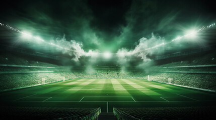 The Green Hockey Ground Comes to Life Under the Illuminating Night Lights, Ready for Thrilling Sports Action After Dark