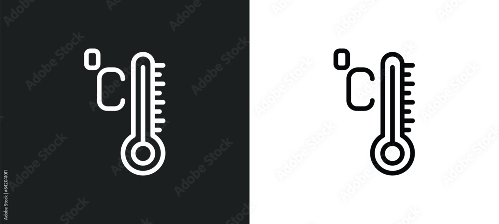 Poster degree icon isolated in white and black colors. degree outline vector icon from weather collection f