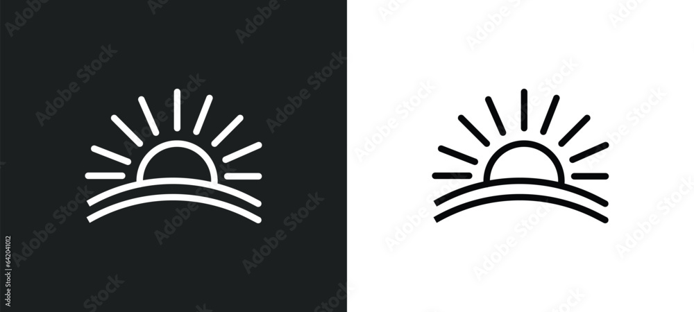Poster dawn icon isolated in white and black colors. dawn outline vector icon from weather collection for w