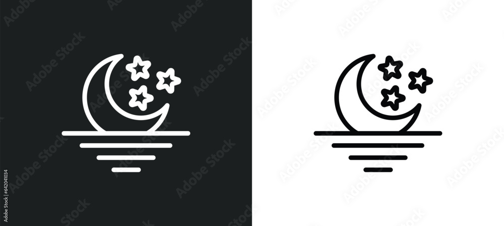 Poster moonrise icon isolated in white and black colors. moonrise outline vector icon from weather collecti