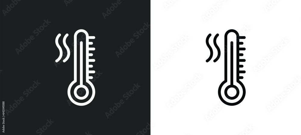Poster warm icon isolated in white and black colors. warm outline vector icon from weather collection for w