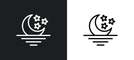 moonrise icon isolated in white and black colors. moonrise outline vector icon from weather collection for web, mobile apps and ui.