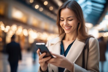 woman using smartphone in the city street