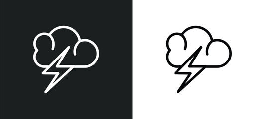 thunderstorm icon isolated in white and black colors. thunderstorm outline vector icon from weather collection for web, mobile apps and ui.