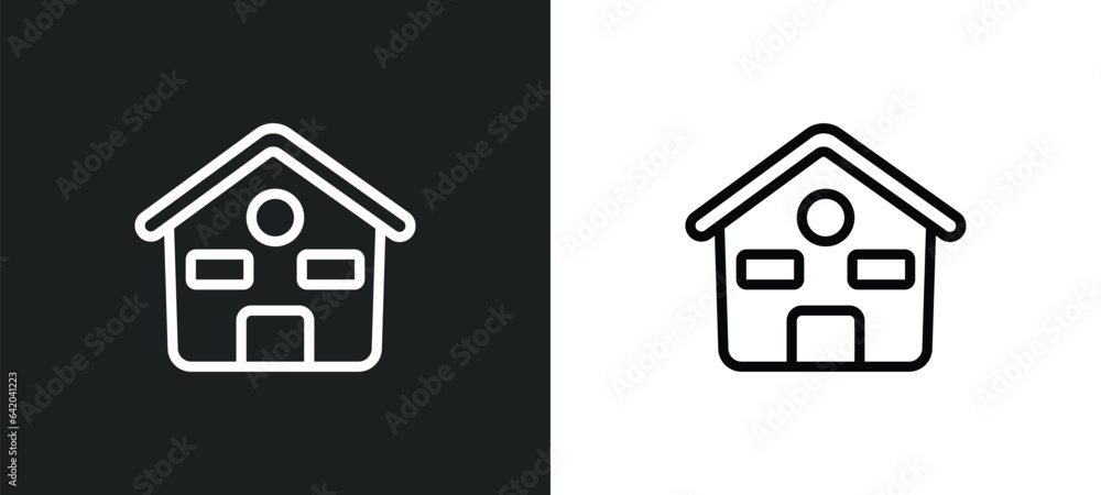Poster chalet icon isolated in white and black colors. chalet outline vector icon from winter collection fo