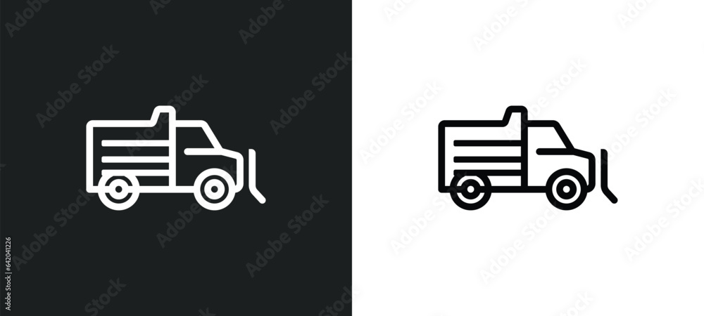 Poster snowplow icon isolated in white and black colors. snowplow outline vector icon from winter collectio