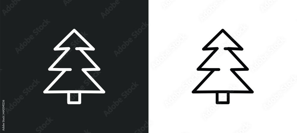 Poster fir icon isolated in white and black colors. fir outline vector icon from winter collection for web,