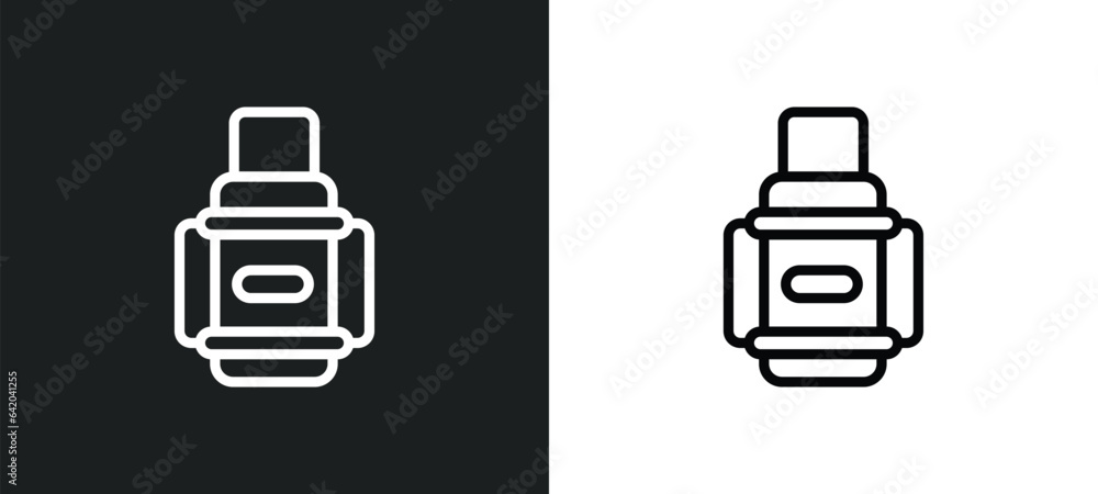 Poster themos flask icon isolated in white and black colors. themos flask outline vector icon from winter c