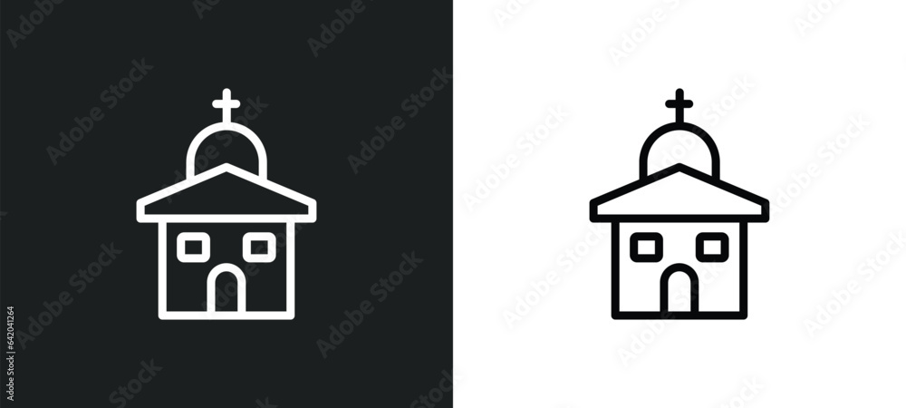 Wall mural chapel icon isolated in white and black colors. chapel outline vector icon from winter collection fo - Wall murals