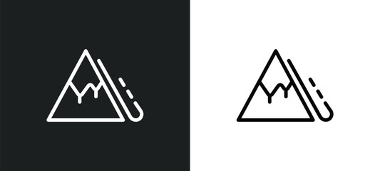 avalanche icon isolated in white and black colors. avalanche outline vector icon from winter collection for web, mobile apps and ui.