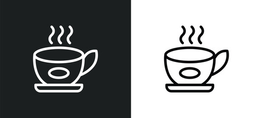 hot tea icon isolated in white and black colors. hot tea outline vector icon from winter collection for web, mobile apps and ui.