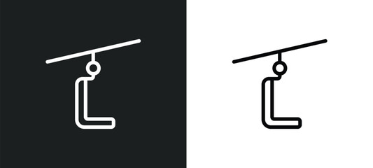 ski lift icon isolated in white and black colors. ski lift outline vector icon from winter collection for web, mobile apps and ui.