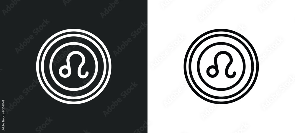 Aufkleber leo icon isolated in white and black colors. leo outline vector icon from zodiac collection for web,