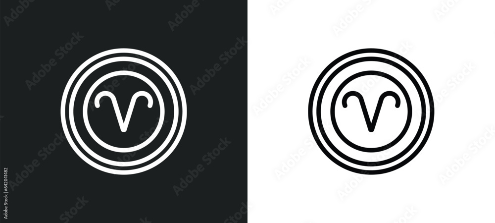 Poster aries icon isolated in white and black colors. aries outline vector icon from zodiac collection for 