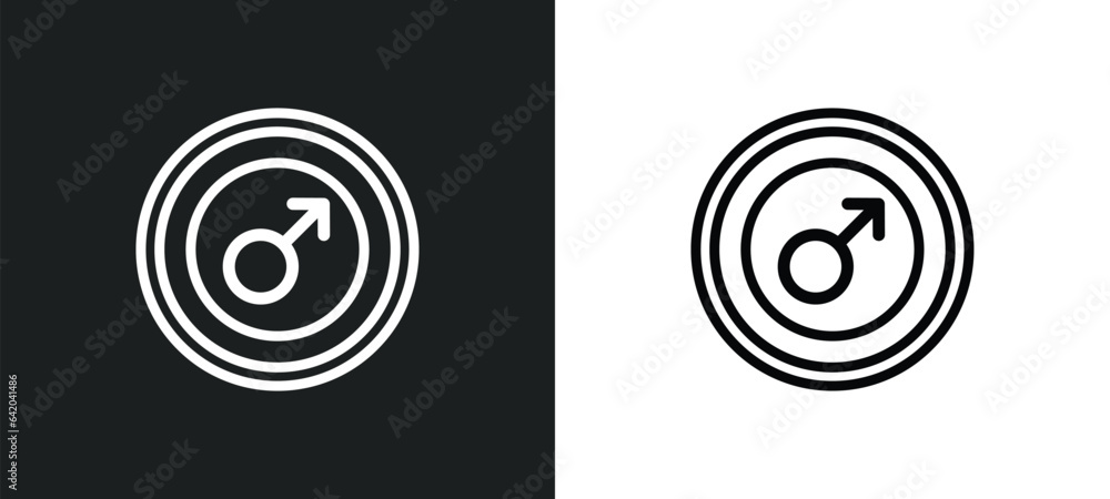 Poster mars icon isolated in white and black colors. mars outline vector icon from zodiac collection for we
