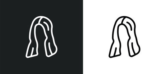 female long black hair? icon isolated in white and black colors. female long black hair? outline vector icon from woman clothing collection for web, mobile apps and ui.