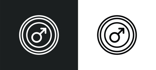 mars icon isolated in white and black colors. mars outline vector icon from zodiac collection for web, mobile apps and ui.