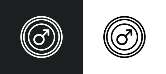 mars icon isolated in white and black colors. mars outline vector icon from zodiac collection for web, mobile apps and ui.