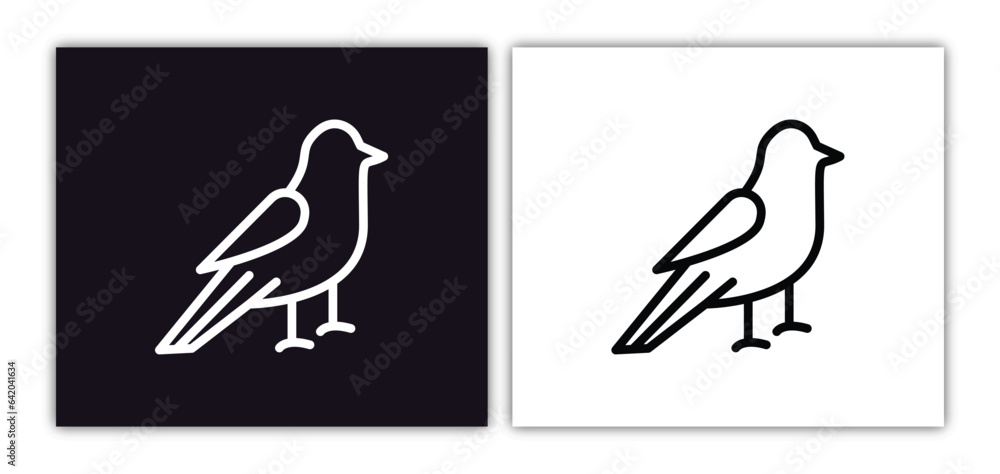 Poster canary icon isolated in white and black colors. canary outline vector icon from animals collection f