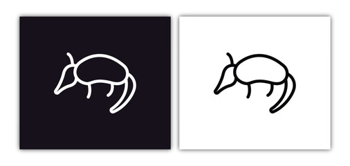 armadillo icon isolated in white and black colors. armadillo outline vector icon from animals collection for web, mobile apps and ui.