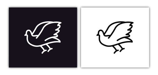 flying dove icon isolated in white and black colors. flying dove outline vector icon from animals collection for web, mobile apps and ui.