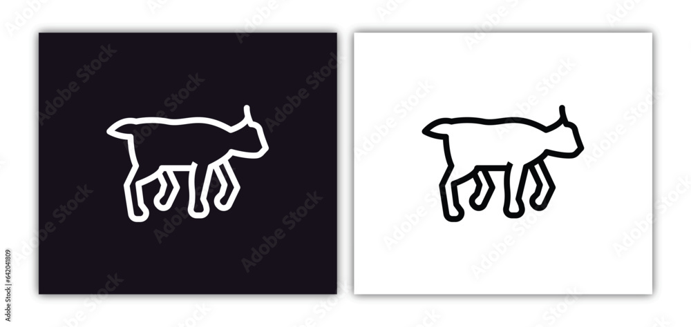Poster lynx icon isolated in white and black colors. lynx outline vector icon from animals collection for w