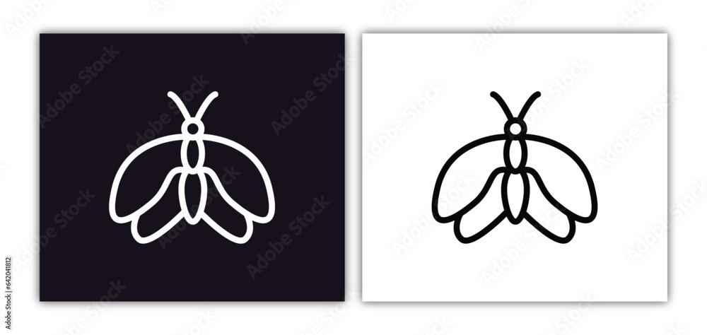 Poster moth icon isolated in white and black colors. moth outline vector icon from animals collection for w