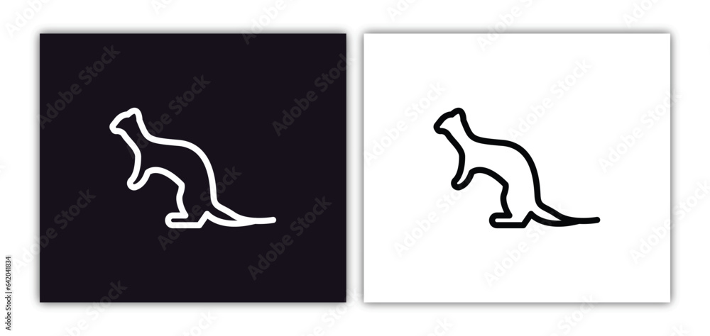 Poster polecat icon isolated in white and black colors. polecat outline vector icon from animals collection