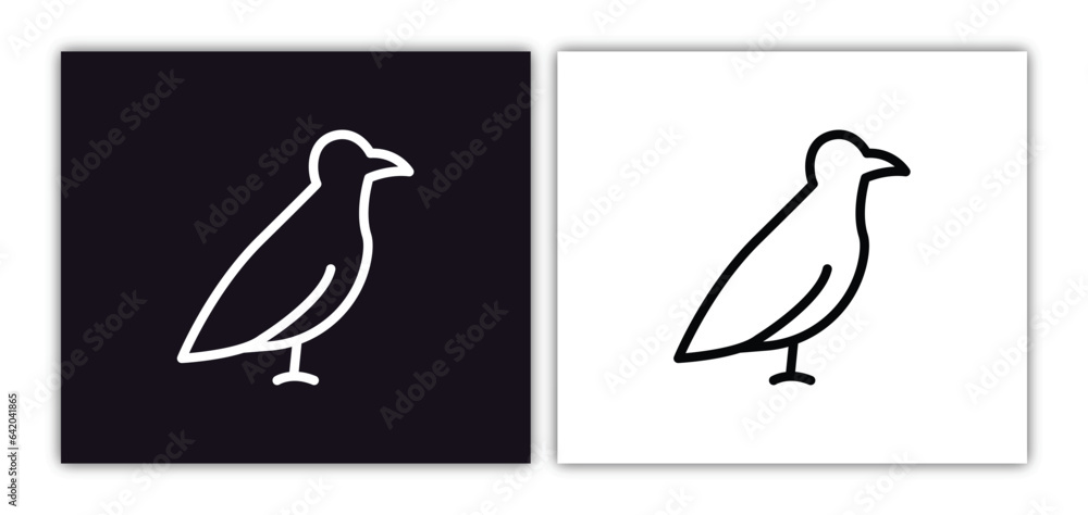 Poster raven icon isolated in white and black colors. raven outline vector icon from animals collection for