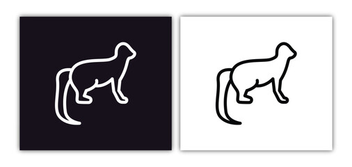 marten icon isolated in white and black colors. marten outline vector icon from animals collection for web, mobile apps and ui.