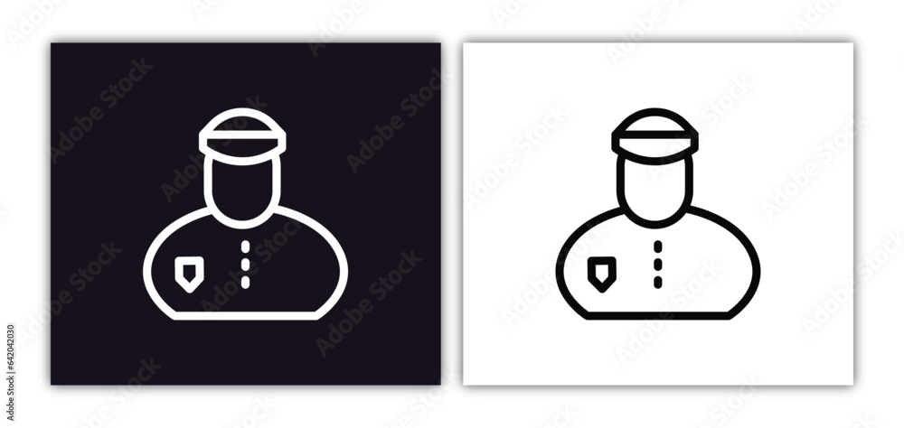 Poster general icon isolated in white and black colors. general outline vector icon from army and war colle
