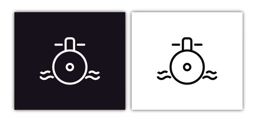 submarine front view icon isolated in white and black colors. submarine front view outline vector icon from army and war collection for web, mobile apps and ui.