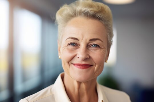 business businesswoman office mature middle aged meeting woman portrait corporate manager smiling happiness professional executive worker businessperson generative ai