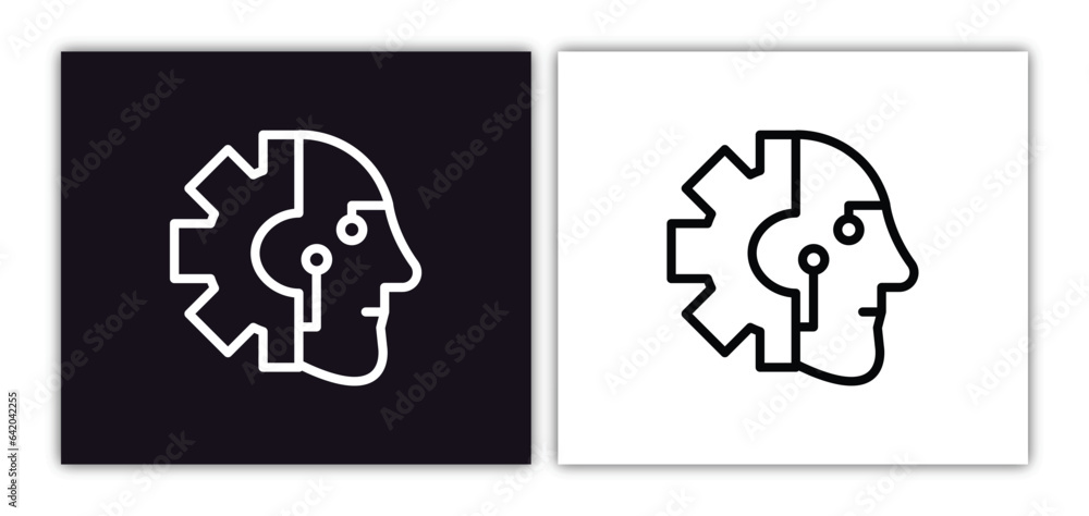 Aufkleber cyborg icon isolated in white and black colors. cyborg outline vector icon from artificial intellege