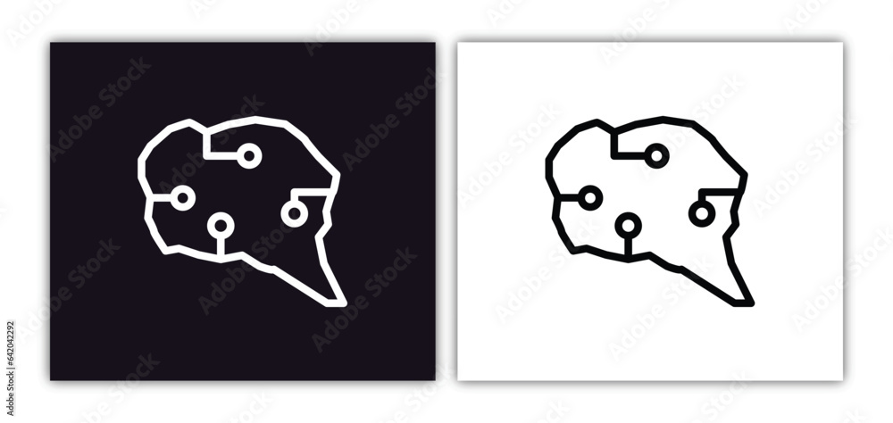 Poster future brain icon isolated in white and black colors. future brain outline vector icon from artifici